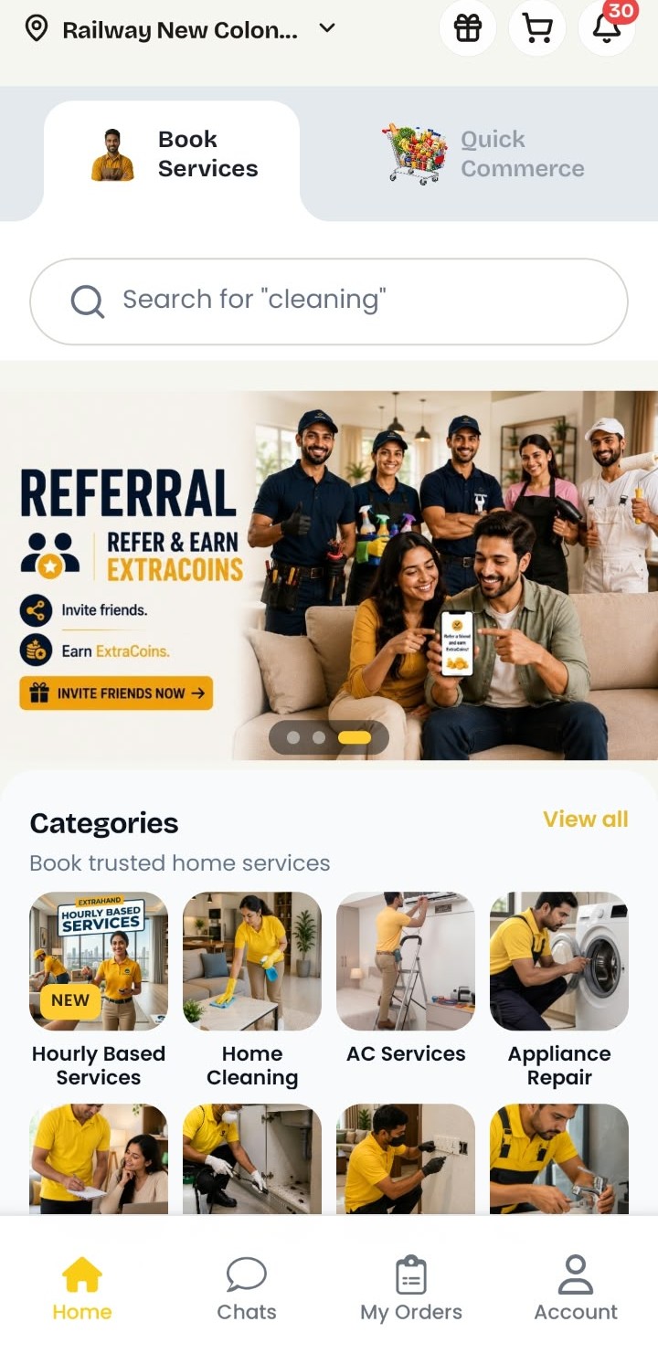 Choose your service - ExtraHand booking step 01