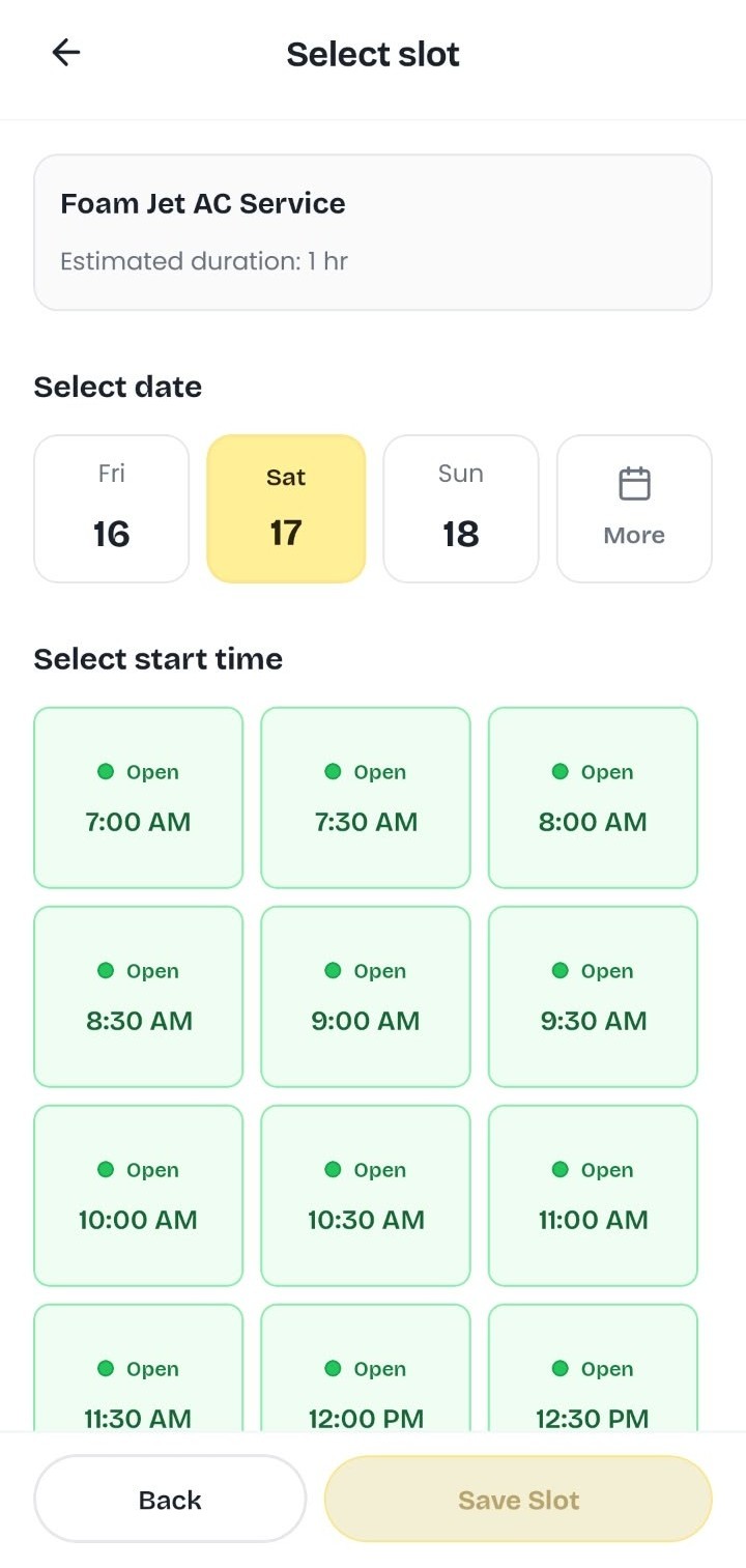 Select a slot & pay - ExtraHand booking step 03